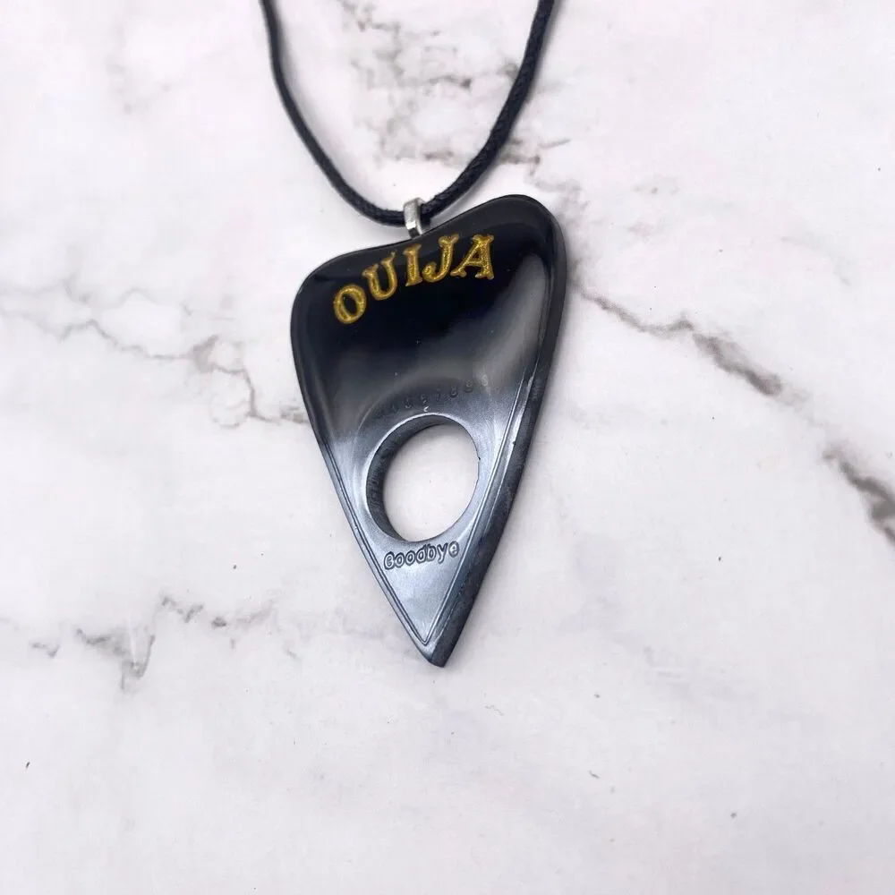 Black Silver Chrome Dipped Ouija Planchette Necklace